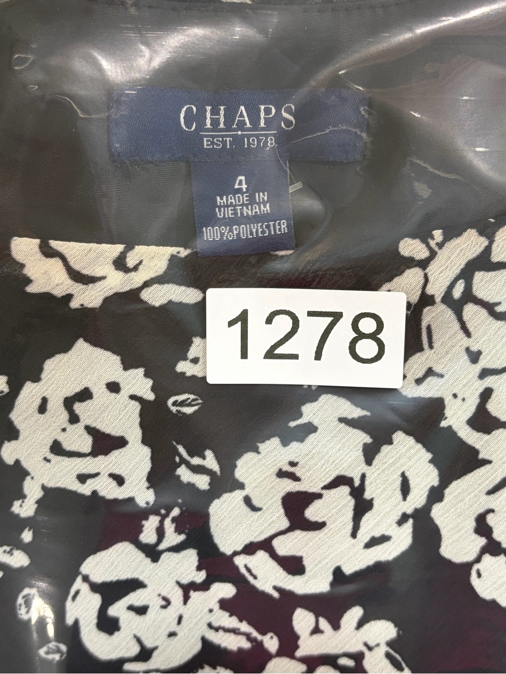 Chaps B&W Floral Sleeveless Midi Dress (4) - Picture 8 of 8